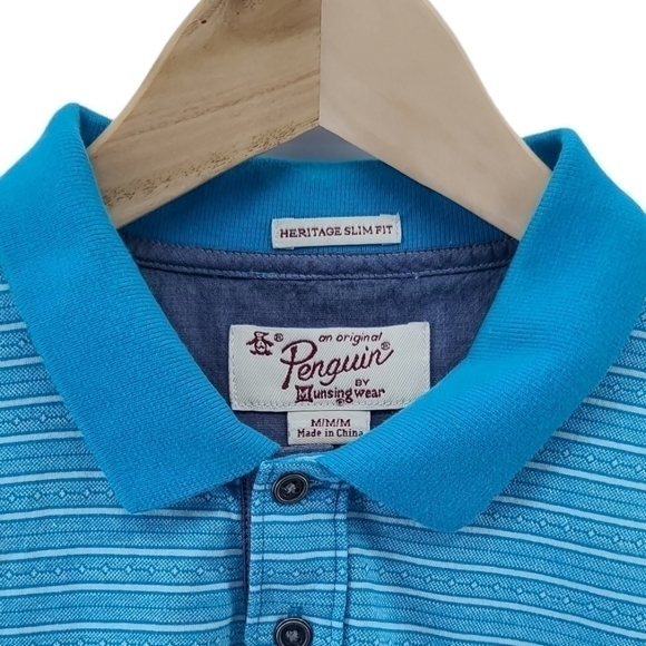 Original Penguin Heritage Slimfit Quarter Button Short Sleeve Polo T Shirt Med - Picture 3 of 6